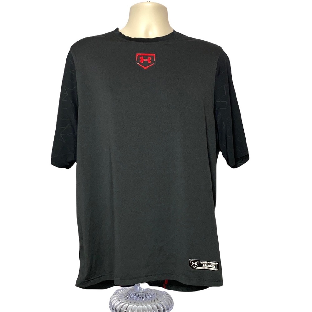 Under Armour Grey Black Lightweight Short Sleeves Athletic T-Shirt XL